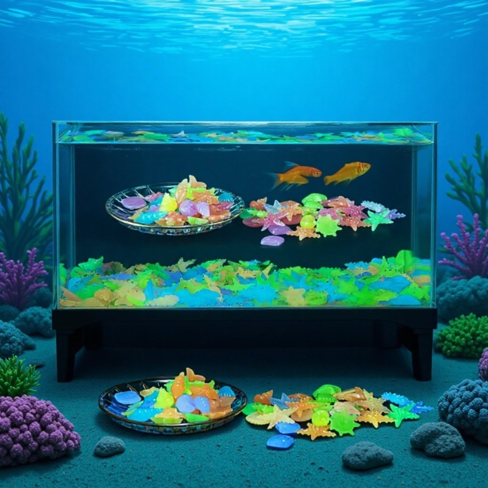 Aquarium Plant Ornament - Piedras Luminosas Brillantes del Océano, Conchas
