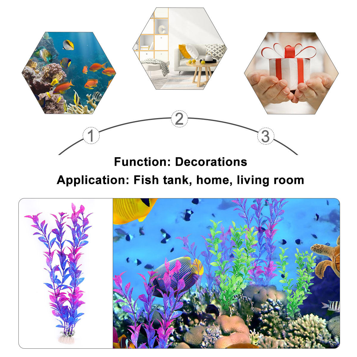 Aquarium Plant Live - Juego de 10 Plantas Acuáticas Artificiales,