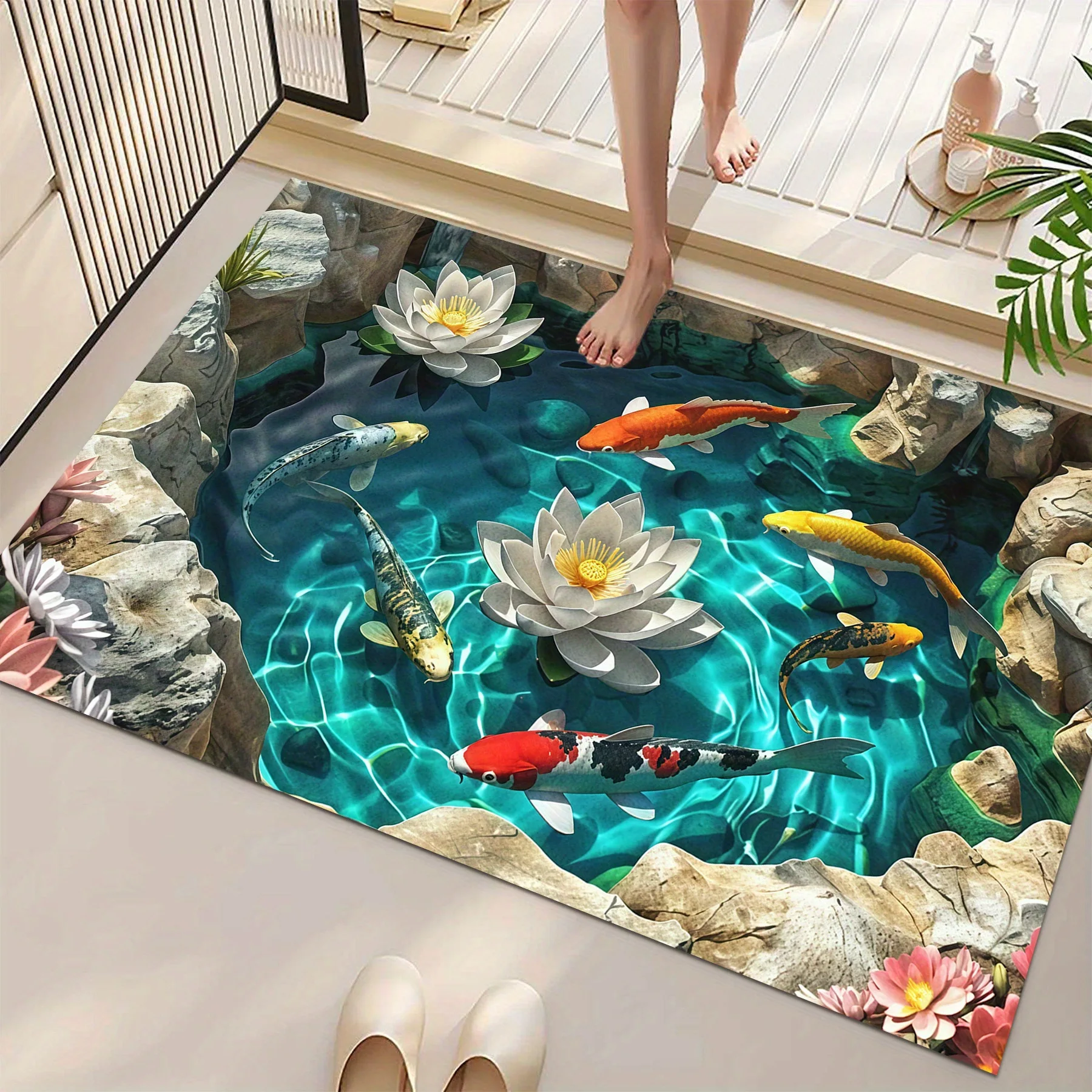 Aquarium Plant Echinodorus - Alfombra de Baño Antideslizante con Diseño