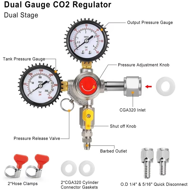Regulador de CO2 para Cerveza, - Co2 Regulator Dual Stage reseña y precio